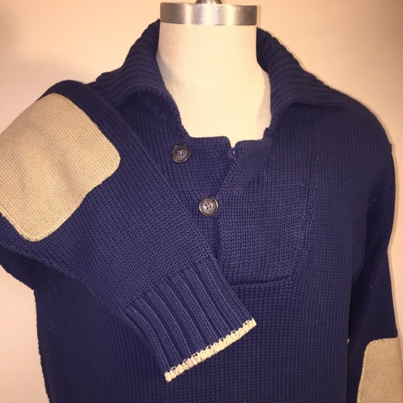 Orvis Other - Orvis Sweater L Mechanics Thick Shawl Collar Blue